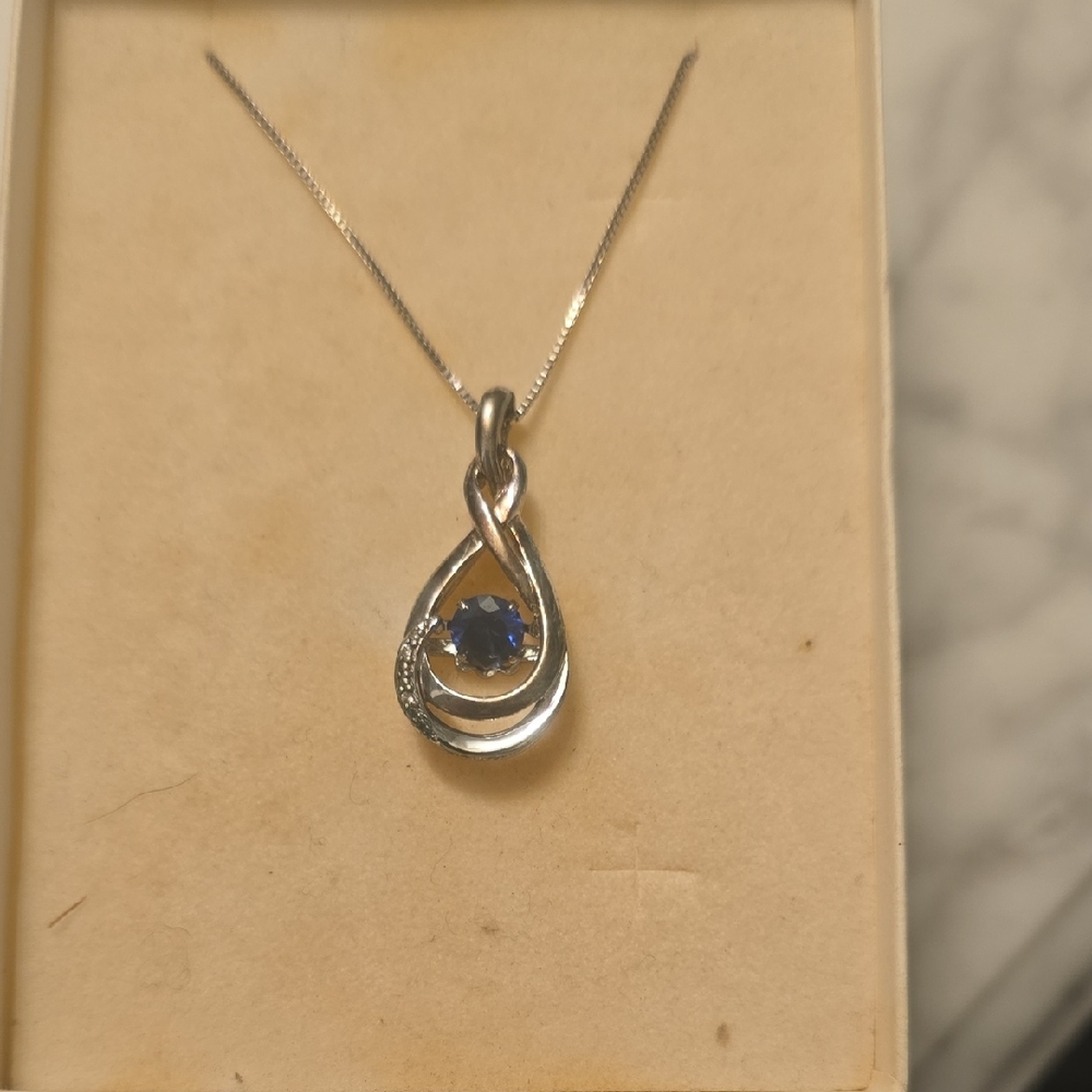 Kay Jewelers Silver and Blue Necklace with Dainty Pendant